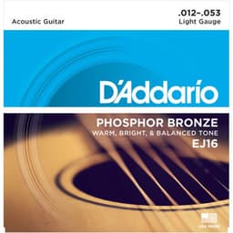 Productfoto van D'Addario akoestische gitaar snaren EJ16 Phosphor Bronze Light 12-53