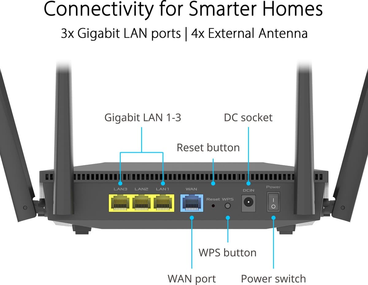 ASUS RT-AX52 Wi-Fi 6 Router - 1800 Mbps Dual-band thumbnail 8