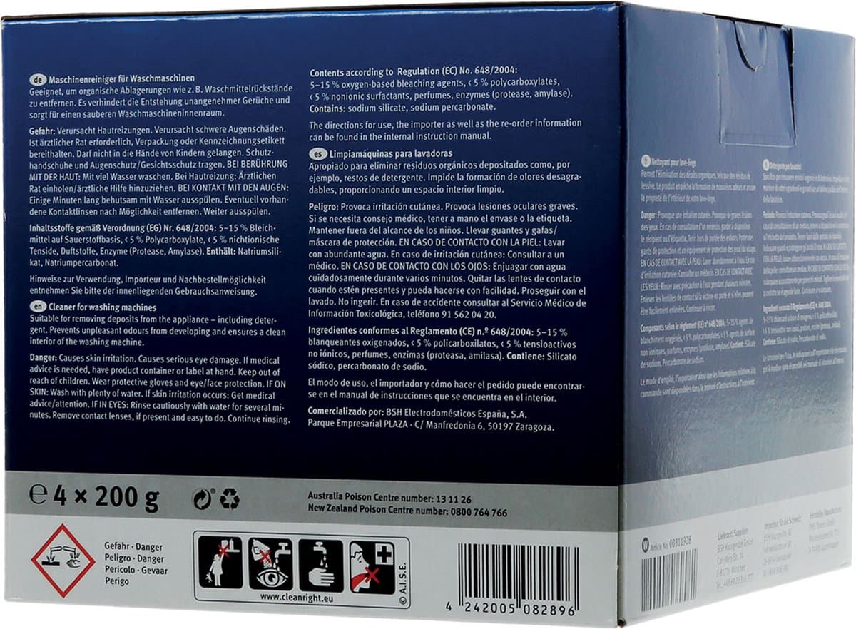 Bosch/Siemens Wasmachine reiniger - 4x200g, geurverlichtend thumbnail 4