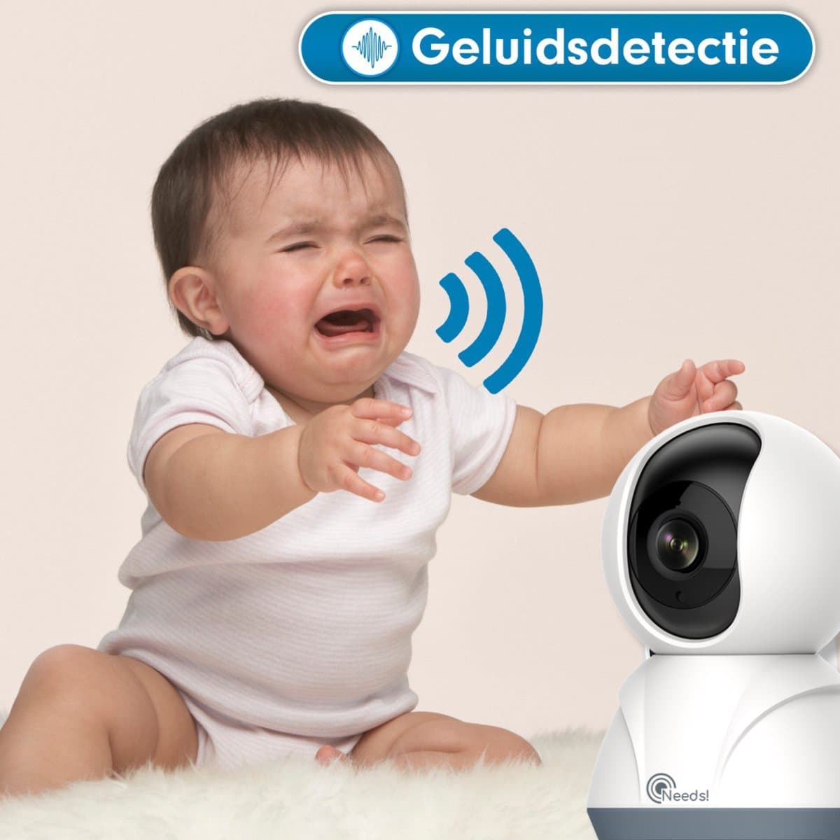 Needs!® Full HD Wifi Babyfoon met Camera WS-Q100A - En App - Camera Beveiliging – Wifi Camera – Camerabewaking - 1080p – Baby Monitor – 2.4GHZ – Wit thumbnail 6