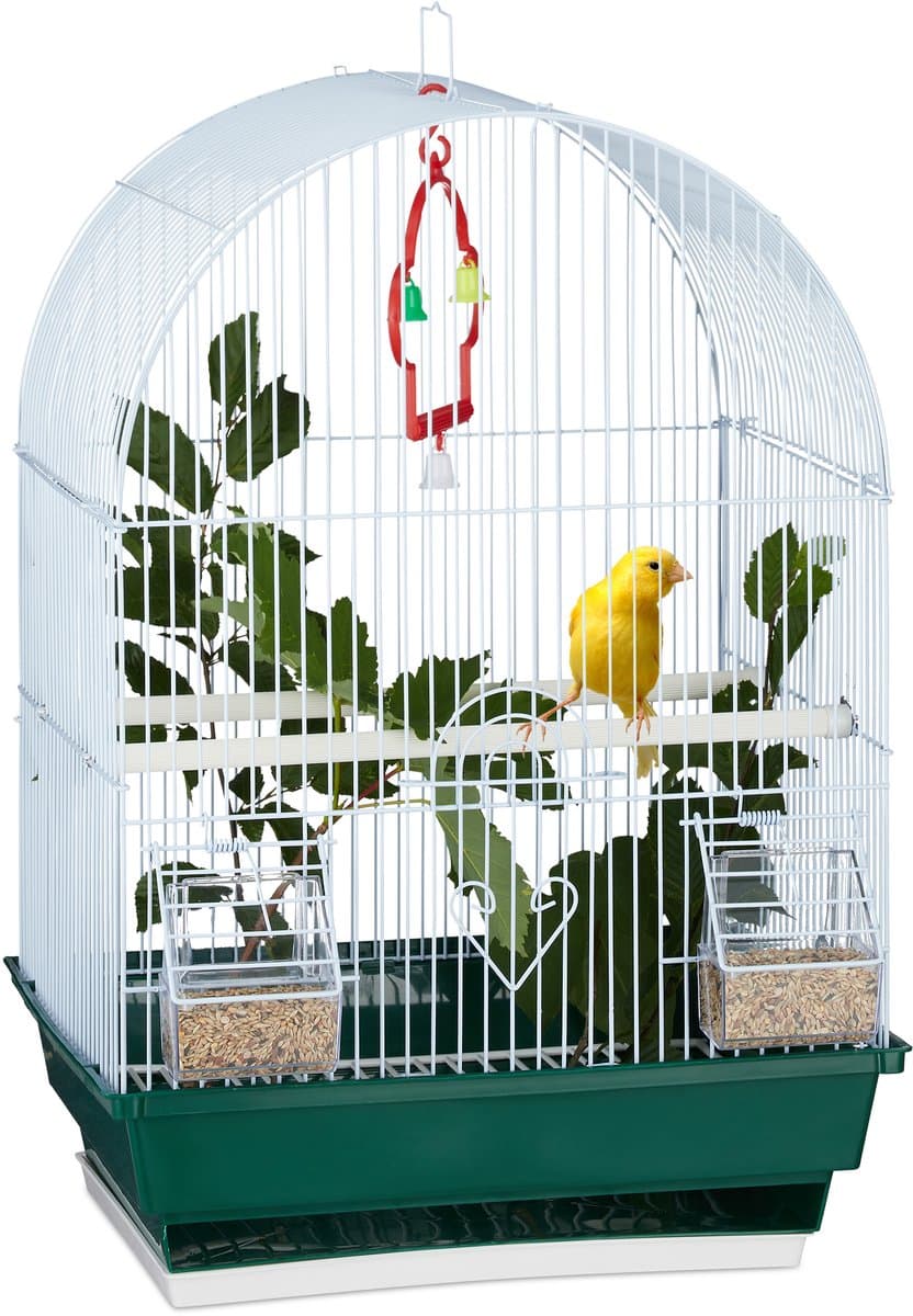kleine vogelkooi - met accessoires - kanariekooi - parkietenkooi - binnen - 49,5 x 34,5 x 28 cm