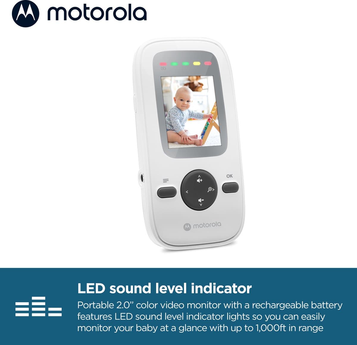 Motorola Nursery Babyfoon met Camera - Baby Monitor VM481 - Baby Camera met – 2,0‑Inch Kleurenscherm – Infrarood Nachtzicht – Digitale Zoom – LED Geluidsindicator – FHSS Connectie - 300M Bereik thumbnail 5