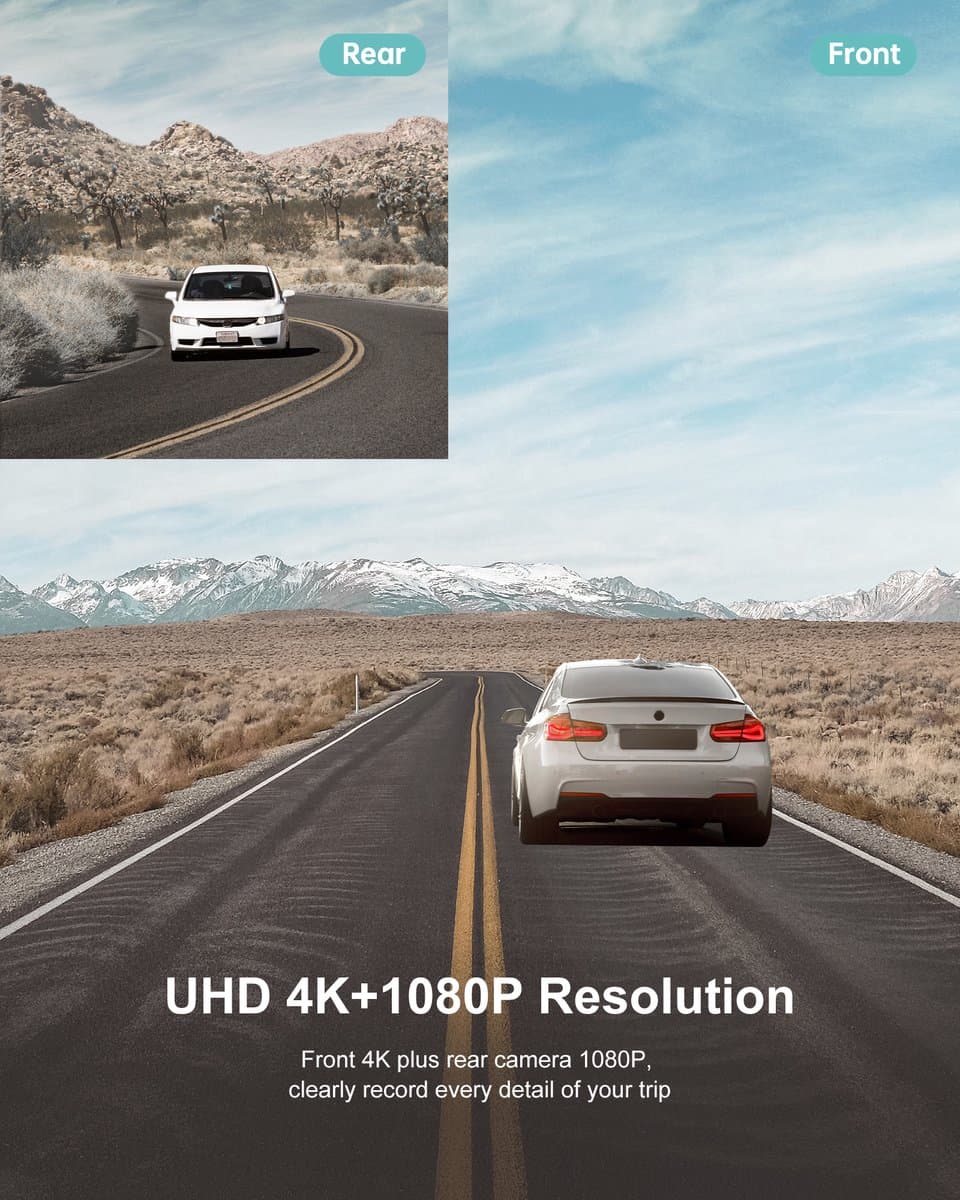 iZEEKER GD850 Dashcam voor auto - 4K & 1080P - Voor en Achter Camera - WiFi en GPS - 3'' IPS Touchscreen - Sony Sensor - Nachtzicht thumbnail 4