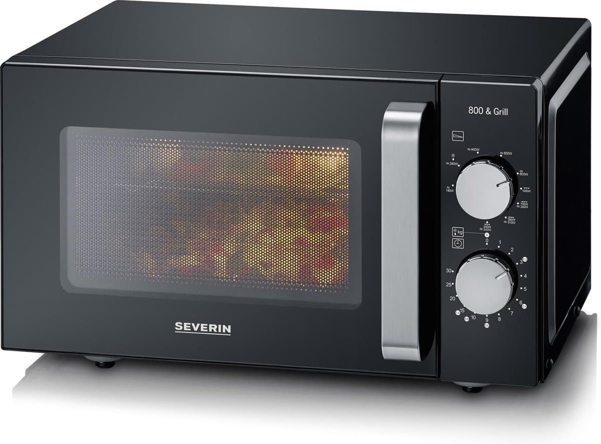Severin MW 7762 2 Magnetron met Grill – Innovatieve vlakke glazen bodem - Koken op Twee Niveaus - 33% meer inhoud - 20 Liter - Zwart thumbnail 3