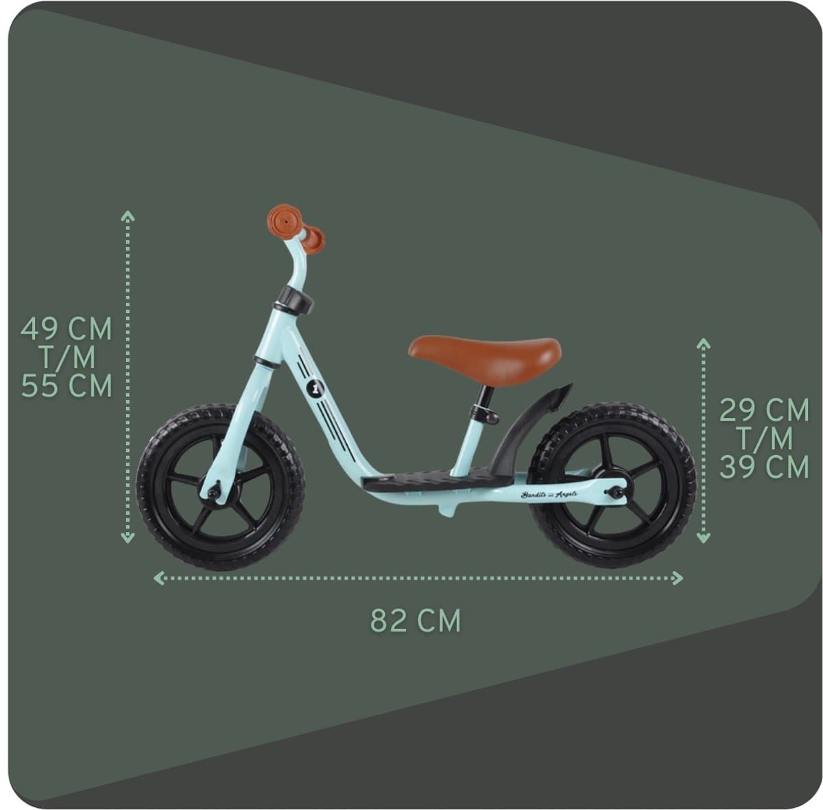 Bandits & Angels Metalen Loopfiets Starter Mintgroen met Voetenplank vanaf 2 Jaar - Limited Edition - Mintgroene Loop Fiets - Verstelbaar Zadel 29 tot 39 cm - Voor Jongens en Meisjes - Compact en Veilig - Lage Instap met Voetenplank thumbnail 3