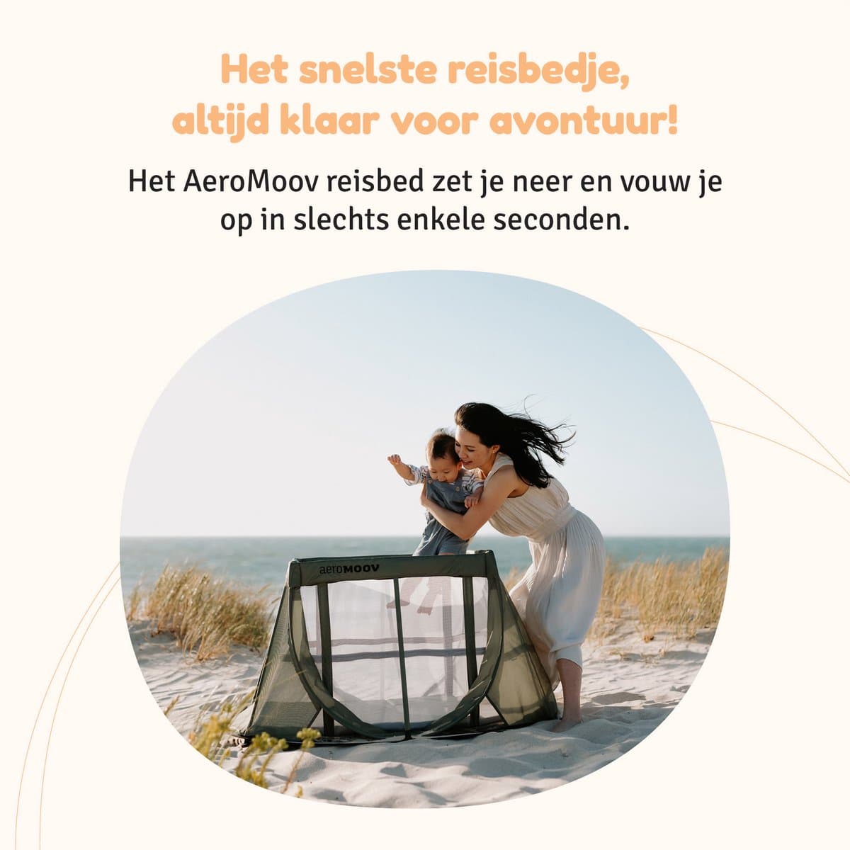 AeroMoov Campingbedje / Reisbedje met matras - voor baby én peuter - met bodemverhoger - Opgezet in 2s - Green Moss thumbnail 2