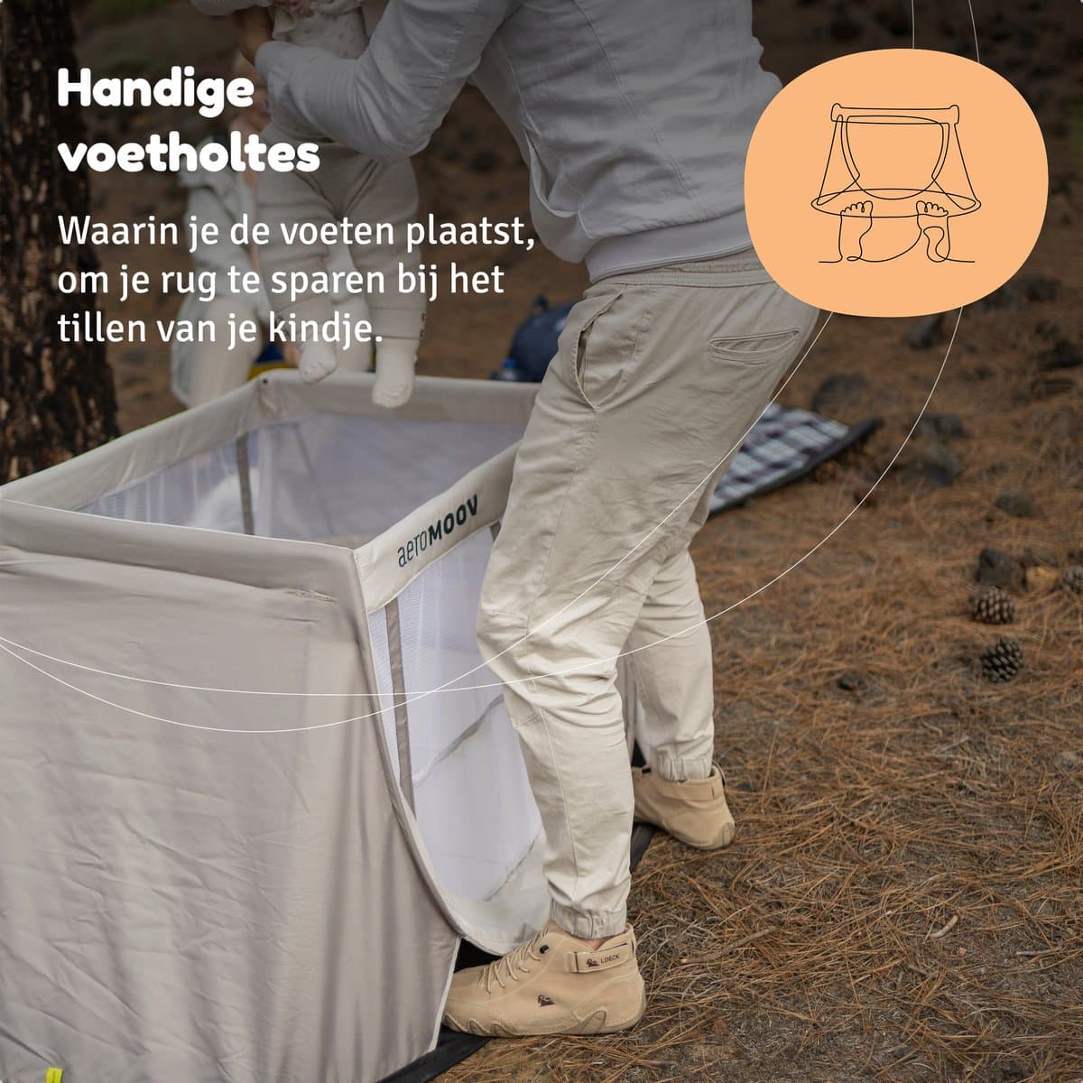 AeroMoov Campingbedje / Reisbedje met matras - voor baby én peuter - met bodemverhoger - Opgezet in 2s - Green Moss thumbnail 7