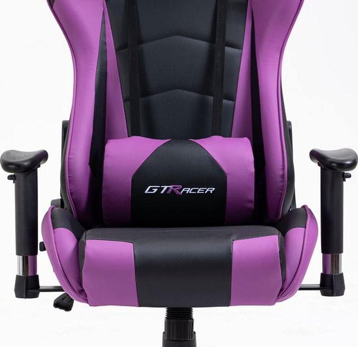 GTRacer Pro gamestoel Zwart/paars – 150 kg, 180° thumbnail 3