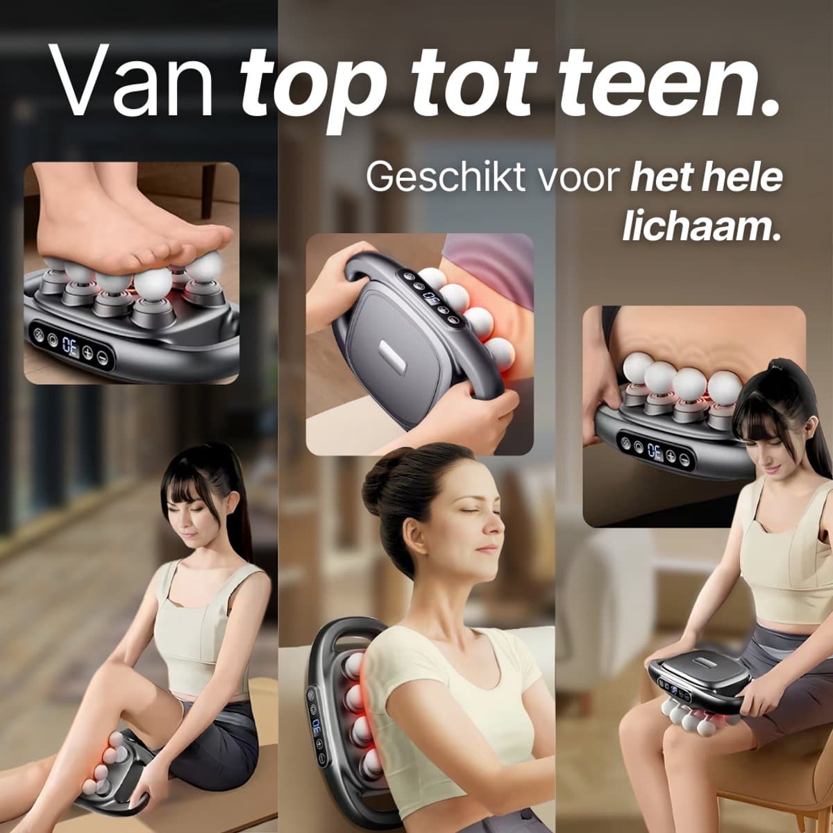 We Flow Massagepistool 8 koppig met infrarood en 30 standen thumbnail 2