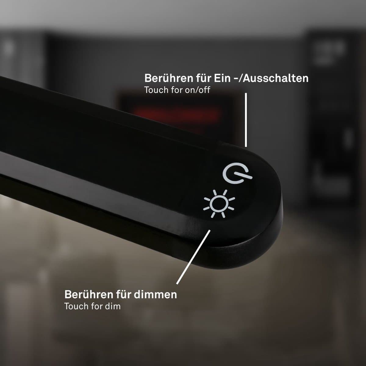 BRILONER Mura – LED Bureaulamp – tafellamp met touchbediening – dimbaar – warm wit licht – geheugenfunctie – zwart – 36.6x13x45.4 cm thumbnail 4