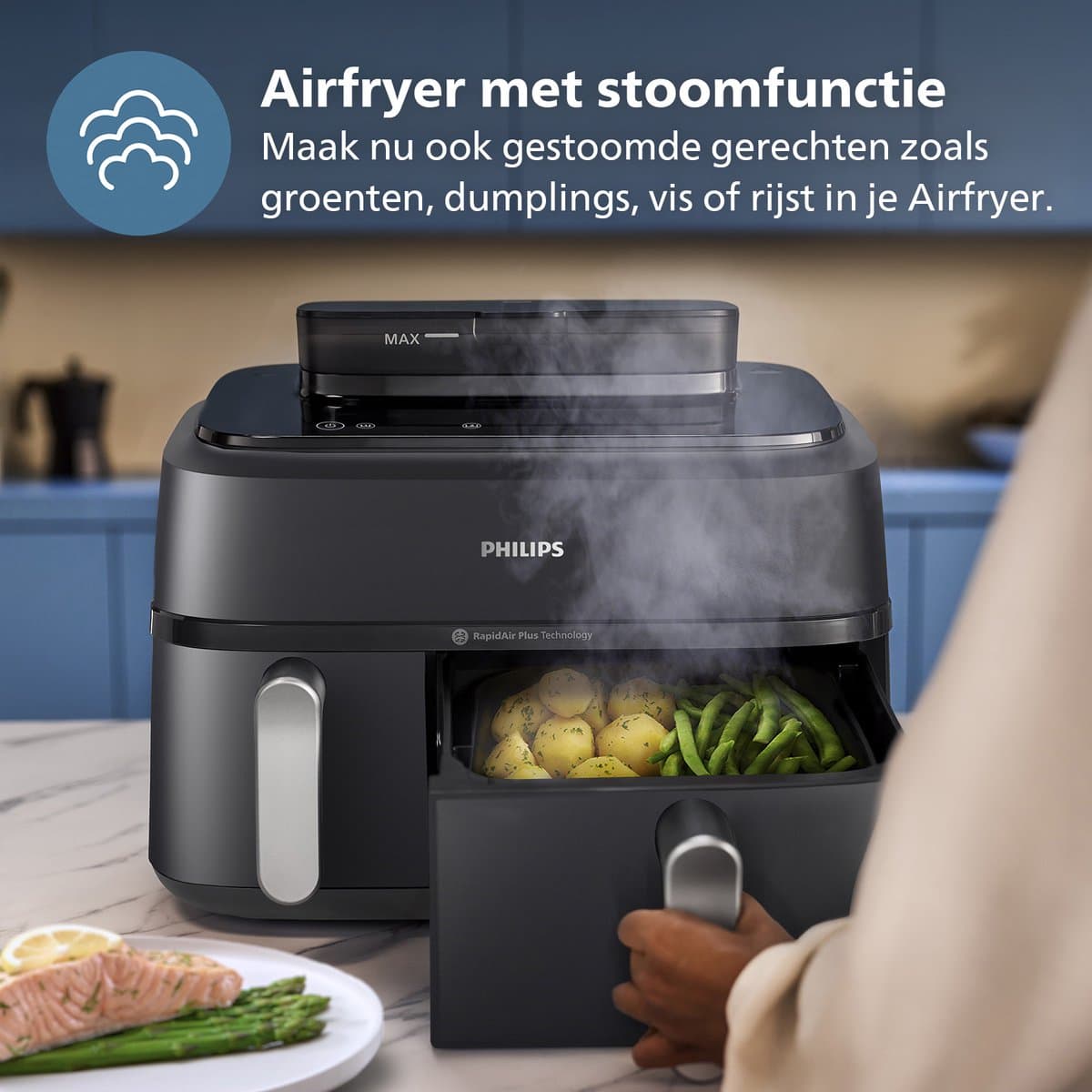 Philips NA551/00 airfryer 9L met stoom thumbnail 2