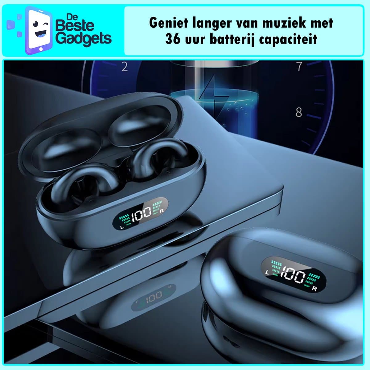 Onbekend Draadloze oordopjes met oorclip Kaki - Sport Bluetooth 5.3 thumbnail 8