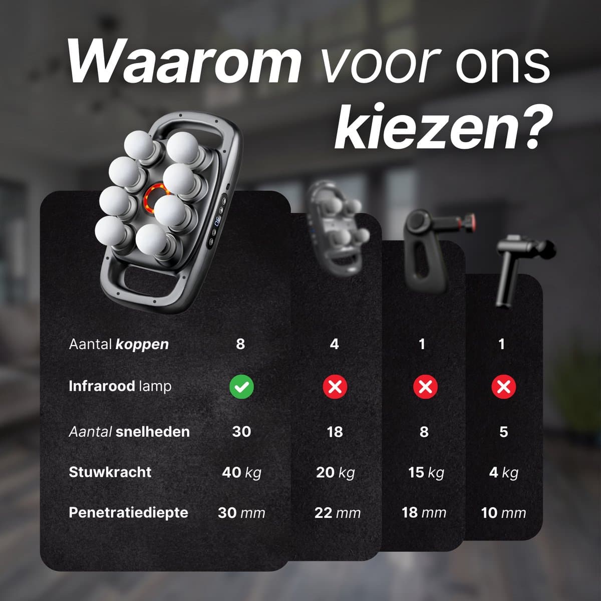 We Flow Massagepistool 8 koppig met infrarood en 30 standen thumbnail 7