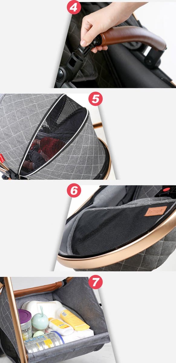 Luxe Kinderwagen 3 in 1 - Wandelwagen - Kinderwagen - Met Autostoel - Kinderwagen – Buggy 3 in 1 - Wit thumbnail 2