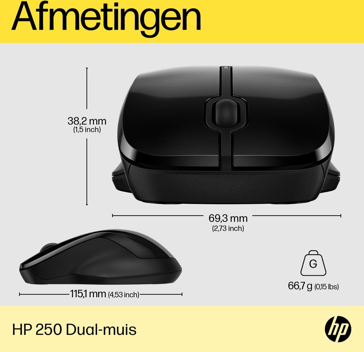 HP 250 - Draadloze Muis - Bluetooth - Zwart thumbnail 2