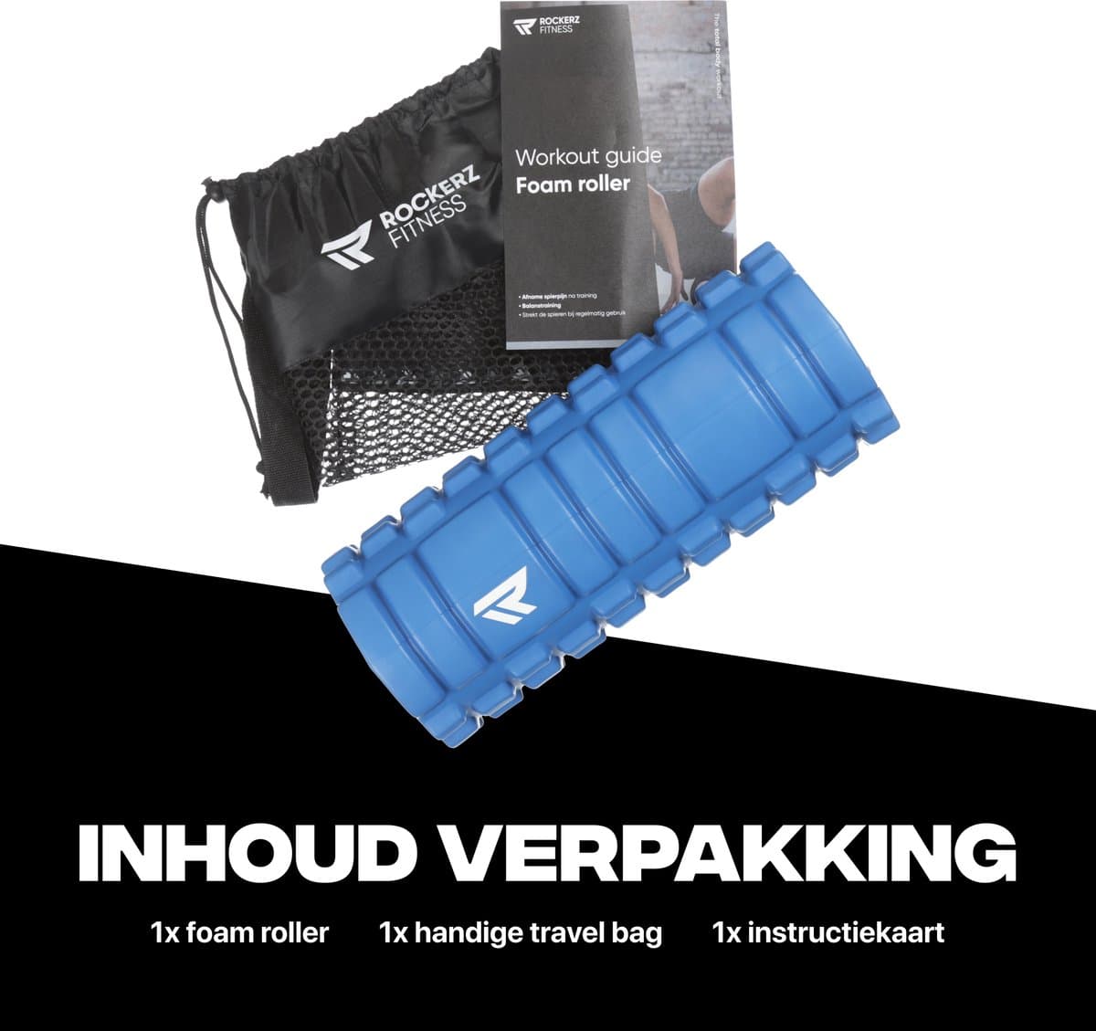 Rockerz Foam Roller - Triggerpoint Massage - Fitness Roller - Afmeting: 33cm - Kleur: Blauw thumbnail 2