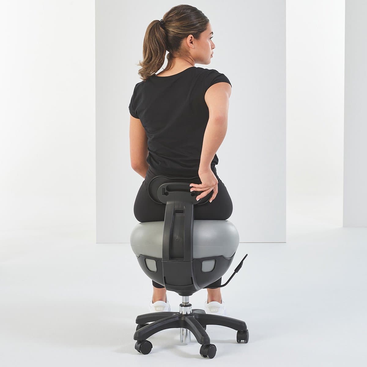 Mambo Max Verstelbare Balstoel - Ergonomische Zitbal voor Kantoor en Thuiswerken - Zwart/Grijs thumbnail 7