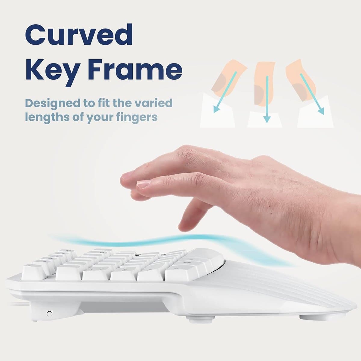 Perixx Periboard-413W Compact Ergonomisch Toetsenbord – Bedraad USB – Wit – US QWERTY – Gedeeld Toetsenveld – Polssteun thumbnail 7