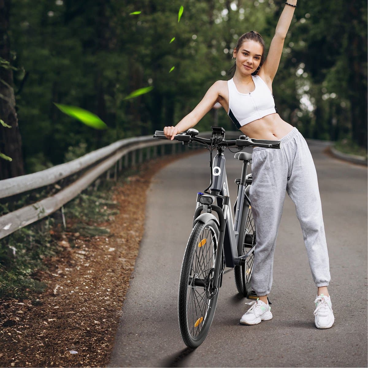 Qekud Elektrische Fiets - E-bike - 26 inch - 250W Motor -36V 13Ah Accu - 100km - 7 Versnellingen - met app - grijs thumbnail 6