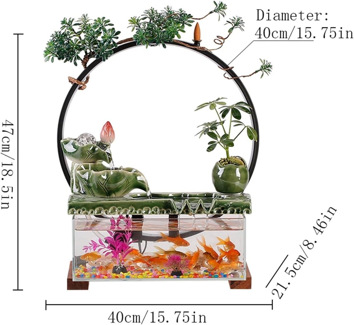 Glazen Aquarium - Vissenkom Decoratief - Huisdecoratie - Met Lichtring - 4000 ml - Transparant thumbnail 7