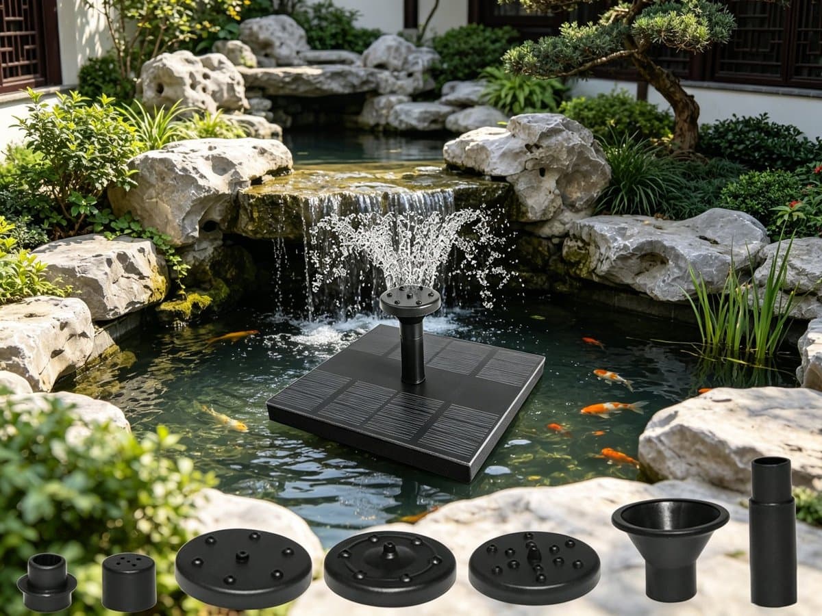 Zonnefontein - Solar Fonteinpomp voor Vogelbad en Vijver - 1.4W Fontein op Zonne-energie met - Automatische Waterpomp voor Tuin en Terras thumbnail 2