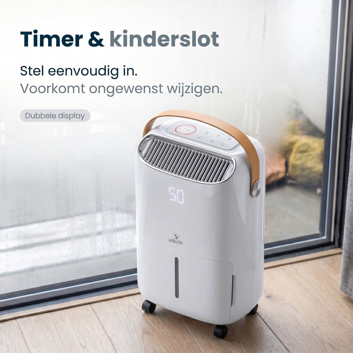 Vibrix DryFlow12 Luchtontvochtiger – 12L per dag – Wasdroogfunctie – Stil & Energiezuinig – Ontvochtiger voor Badkamer, Kelder, Zolder & Slaapkamer – Slimme Dehumidifier thumbnail 3