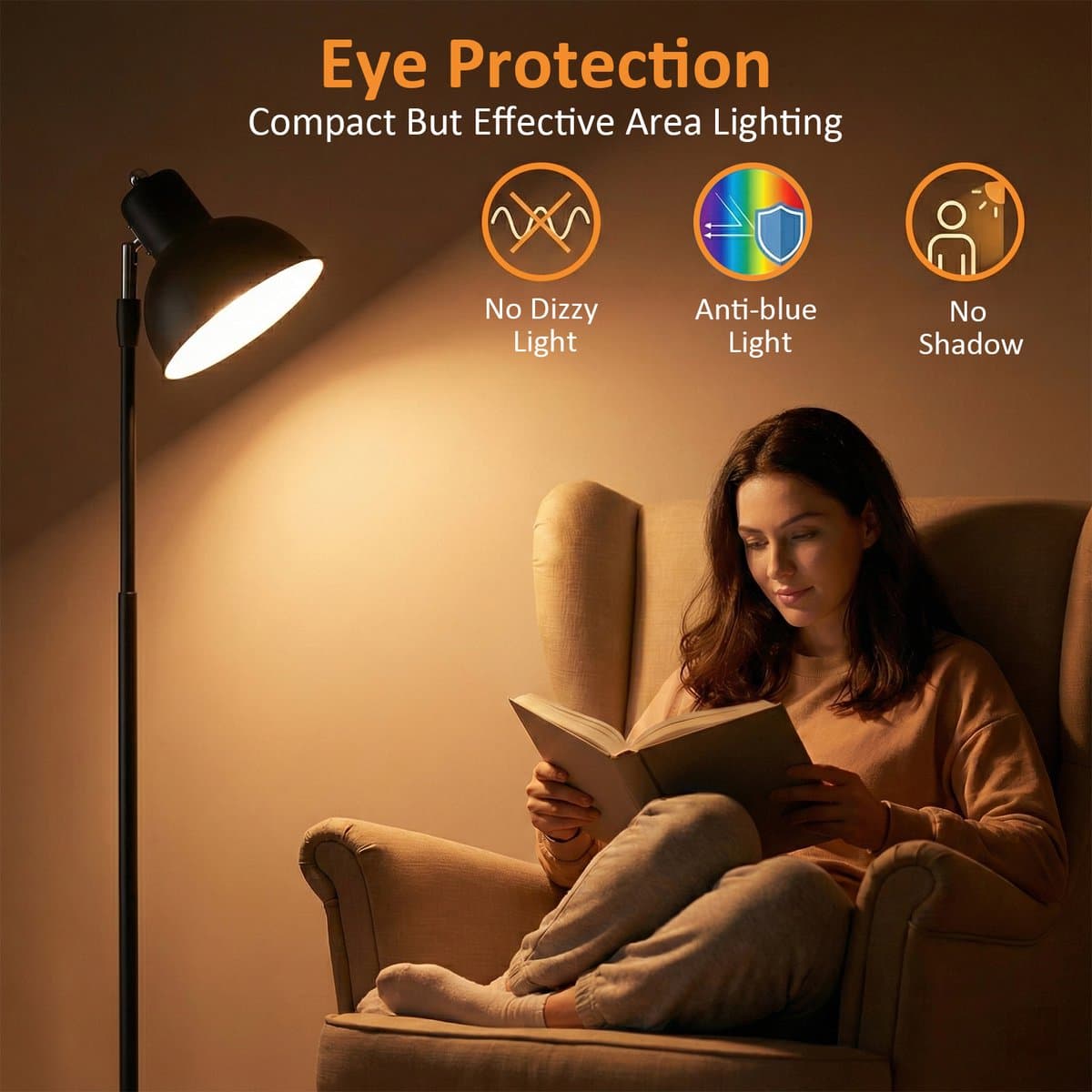 MUPOO 2-in-1 LED LED Vloerlamp zwart en Tafellamp met 150° Verstelbare Lampkop - Leeslamp Staande Hoogte Verstelbaar 45-145 cm - 3 Lichtstanden &Traploos Dimbaar - staande lamp voor Woonkamer Slaapkamer Kantoor thumbnail 7