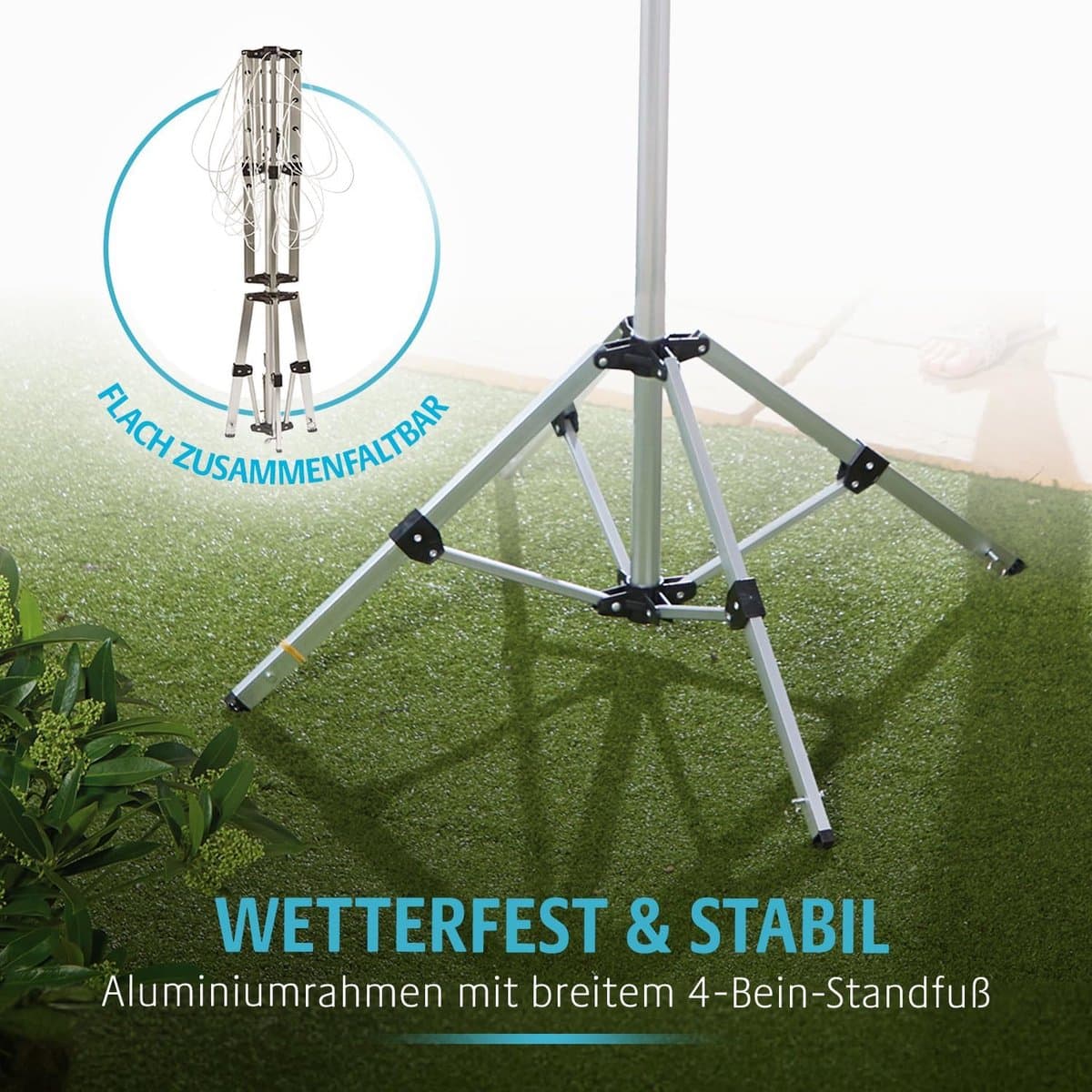 Droogmolen - Droogrek inklapbaar - Was drogen - Ruimtebesparend ontwerp - 16 meter lijn - Grijs thumbnail 3