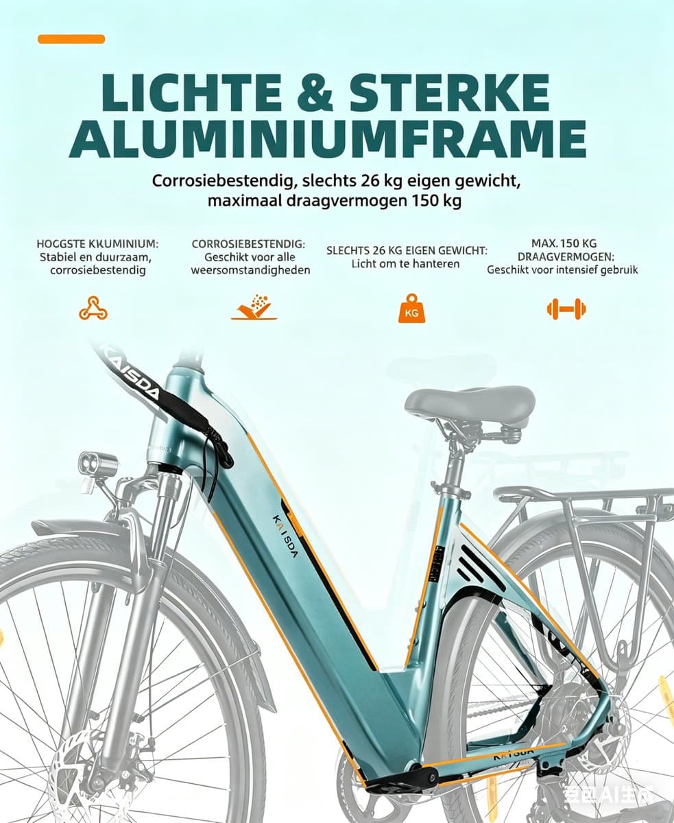 Elektrische 28" fiets 250W motor - 150km bereik thumbnail 7