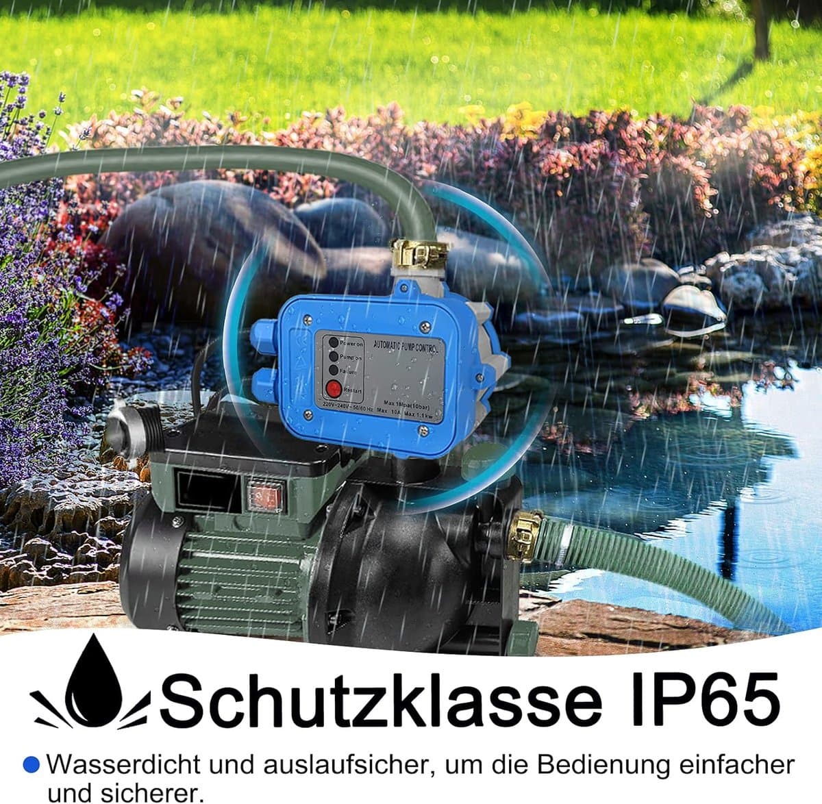 Automatische Drukschakelaar voor Waterpomp 10 bar – Pompbesturing 1,1 kW IP65 - Constante Waterdruk voor Huis & Tuin thumbnail 6