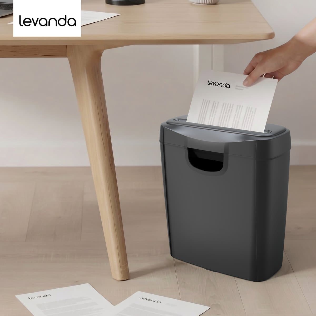 Papierversnipperaar - 10L - 6 A4 vellen - Zwart - Levanda thumbnail 5