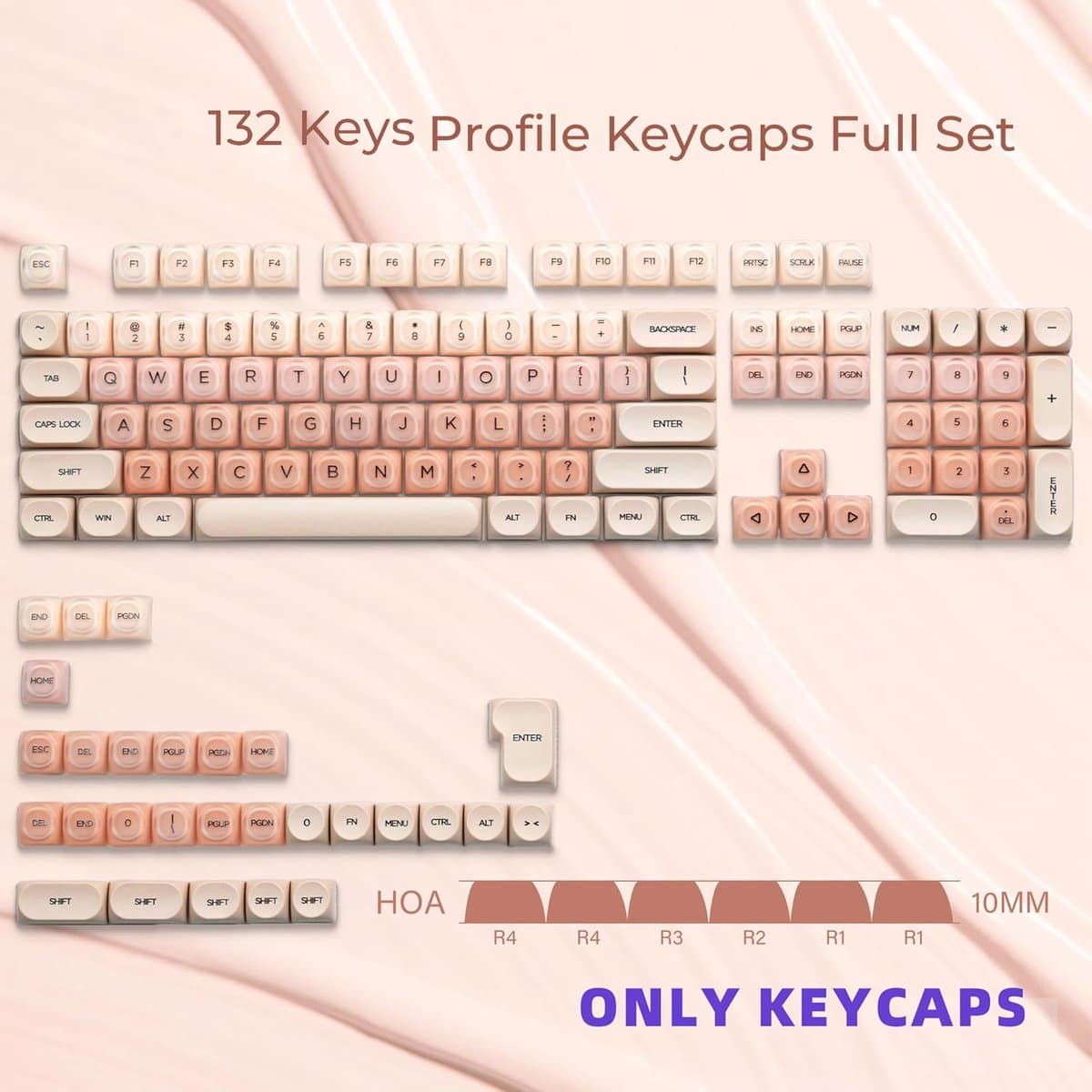 Draadloos Toetsenbord Keycaps - 132 Toetsknoppen PBT+PC Shine Through Keycap Set - Gradient keycaps - Mechanisch Keycaps - Gaming Toetsenbord Keycaps - Comfortabel & Duurzaam voor Mechanische Toetsenborden - Roze thumbnail 2