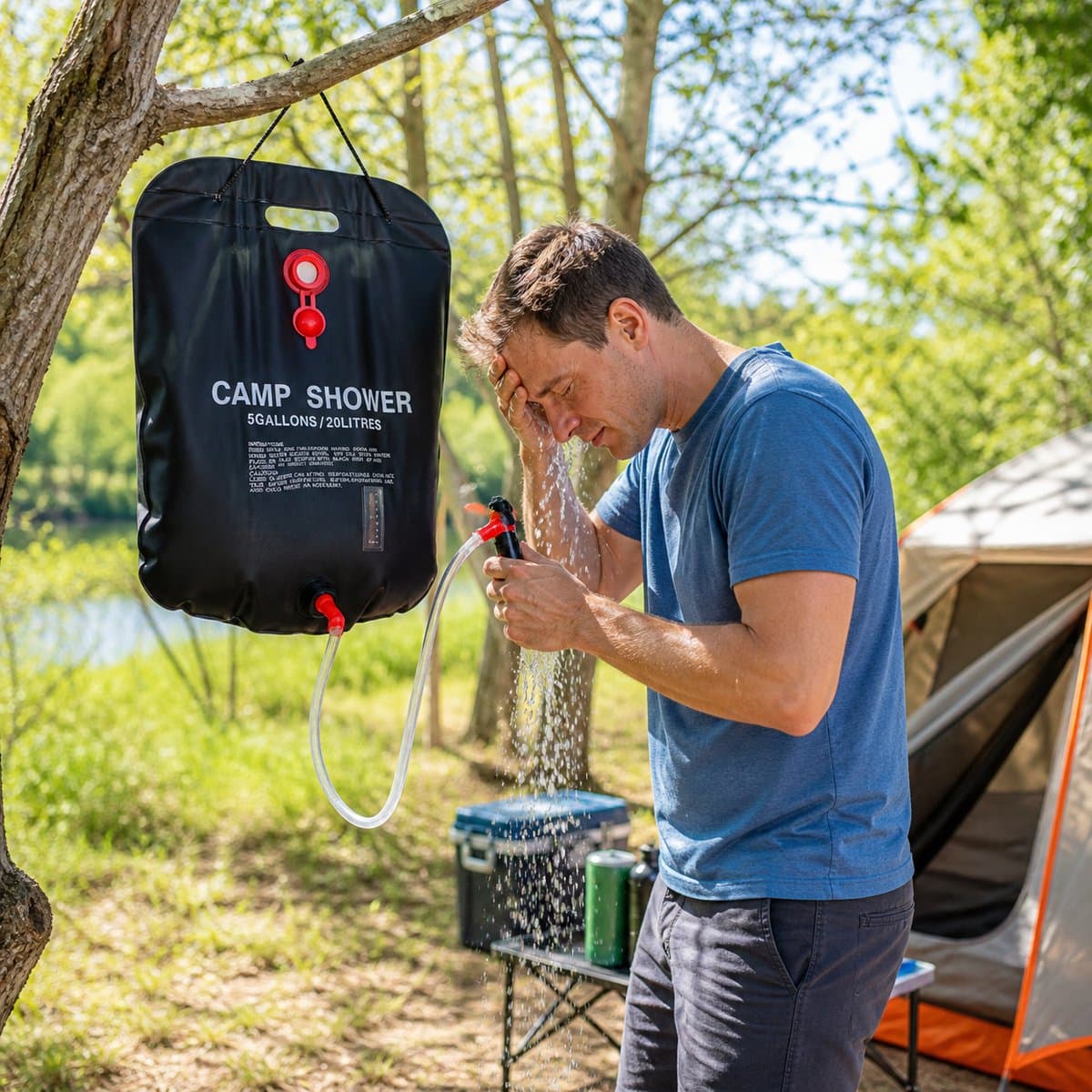 Narvie Solar Douche 20L - Camping Douche met Slang en Sproeikop - Zonnedouche voor Camping en Outdoor thumbnail 3