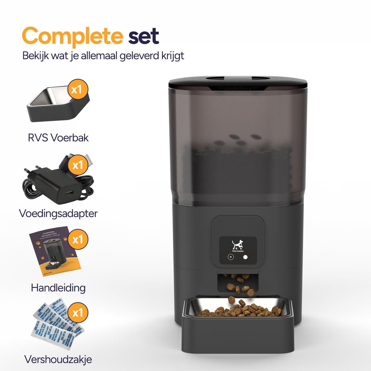 Viervoeter Feed - Automatische Voerbak 6L - Kat en Hond - Voerautomaat met App & Audio - Zwart thumbnail 8