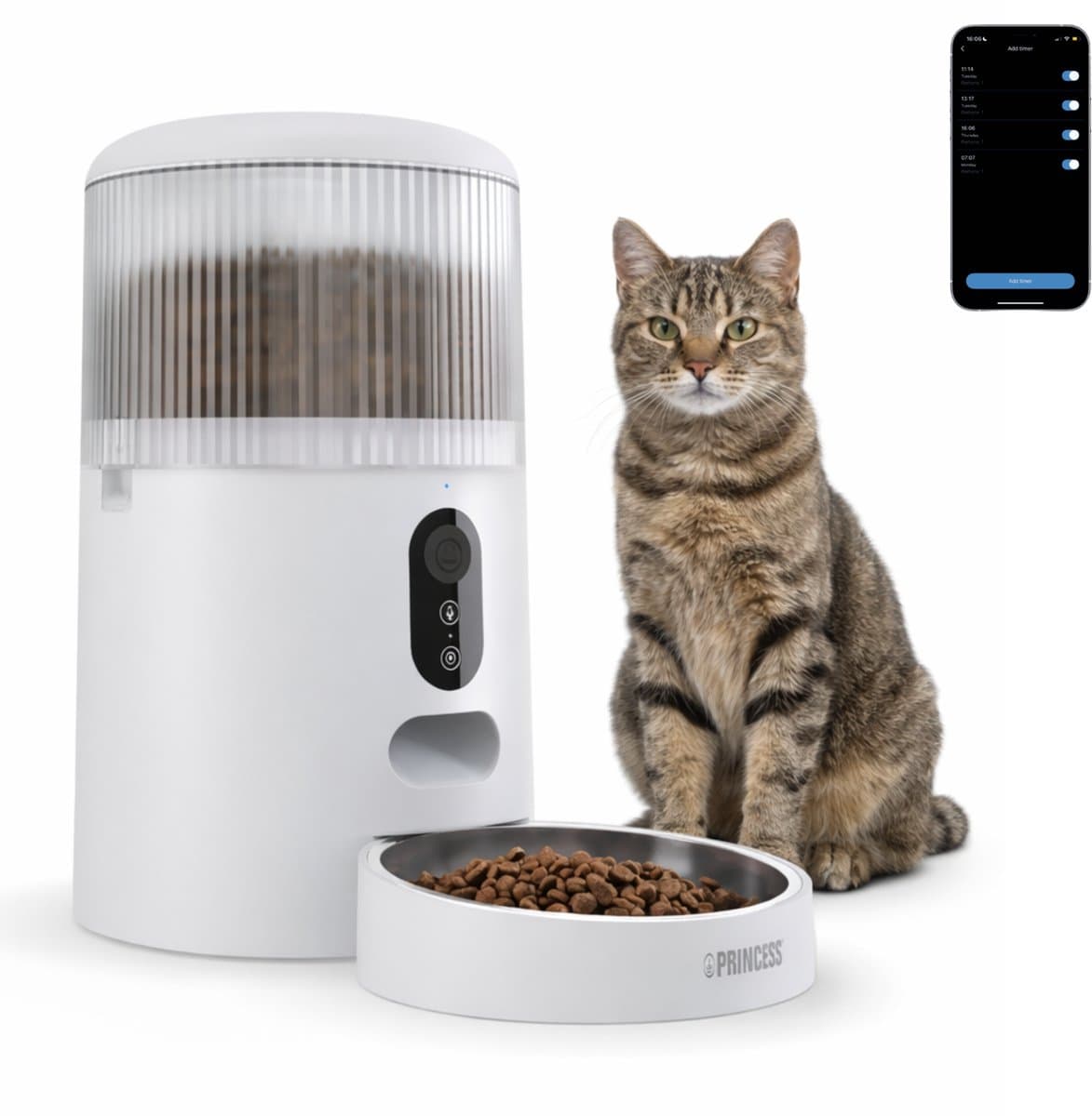 Princess Automatische Voerbak - Smart 4 Liter - Kat & Hond - App Bediening - Droogvoer - Roestvrijstalen Kom – BPA‑vrij – Back‑up Batterij - Voerautomaat - Voerdispenser - 610040 thumbnail 7