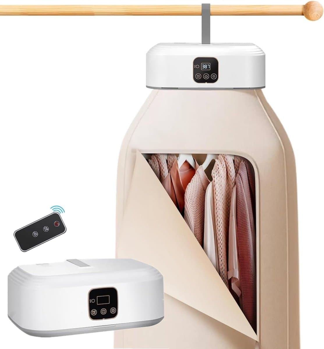 Mini Wasdroger met Warmtepomp - Draagbare Droger met UV-Sterilisatie, Afstandsbediening en 1-8 Uur Timer, Compact voor Reizen, Hotel, Camping en Thuisgebruik - afbeelding 1