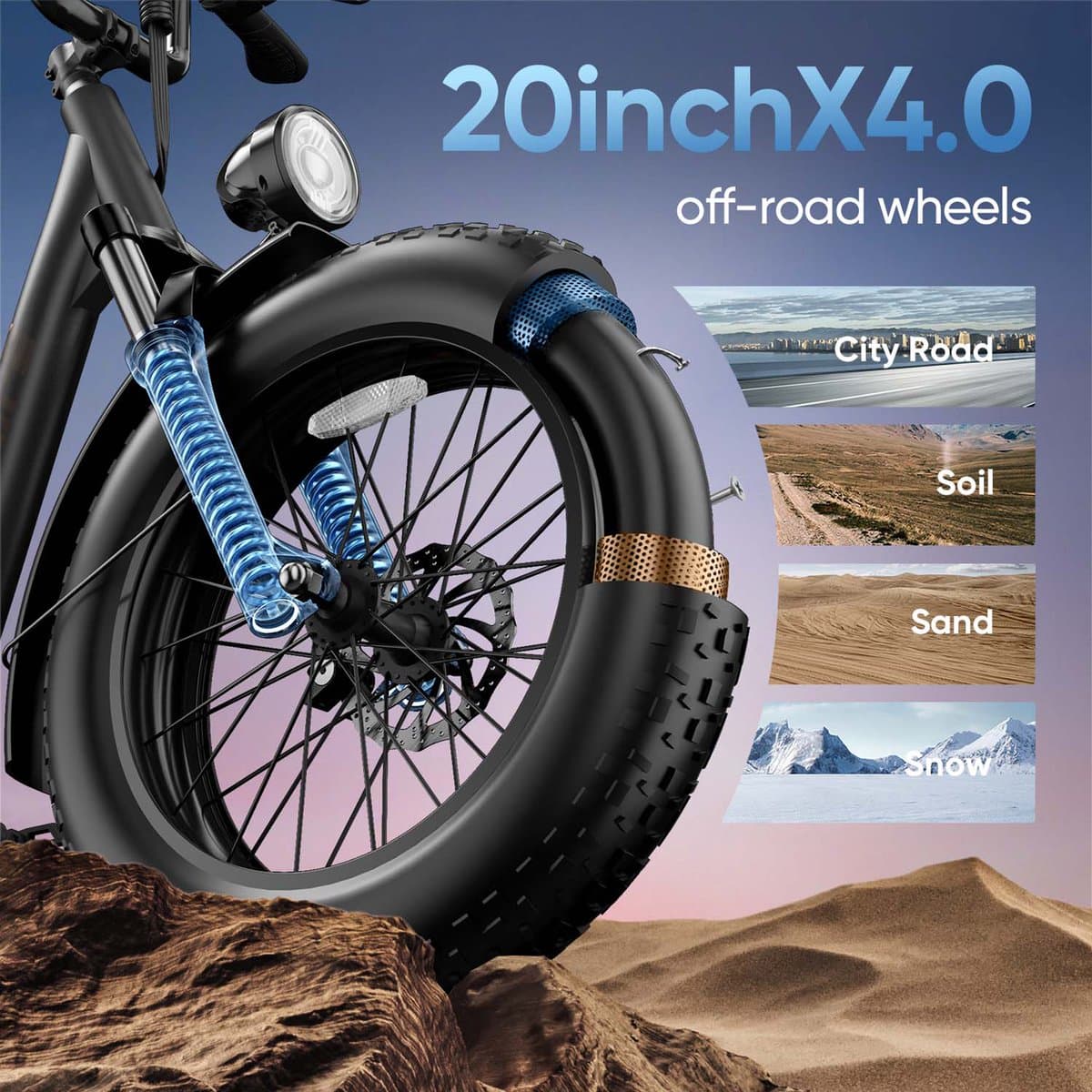 Qekud E20 PRO E-Bike - 20 inch Fatbike - Elektrische Fiets - 250W motor - 48V 15.6Ah Accu - 7 versnellingen- 50-75km actieradius thumbnail 8