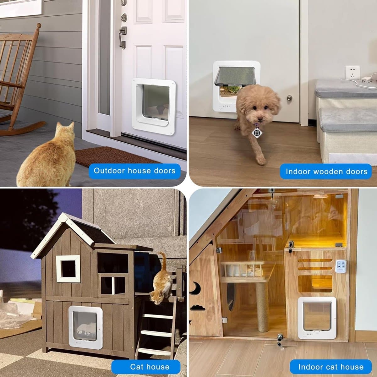 Elektronisch Huisdierluik - Microchip Kattenluik - Automatische Toegang - 4-Way Vergrendeling - 27 cm Breed - Wit thumbnail 4