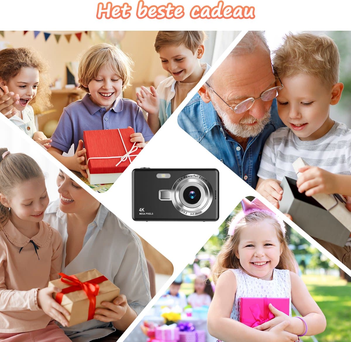 Digitale Camera - Fotocamera - Fototoestel - Vlog Camera - Compact Camera - 44MP - 1080P FHD - 16X Digitale Zoom - 2-4 Inch LCD - Inclusief 32GB SD-Kaart - Zwart thumbnail 6