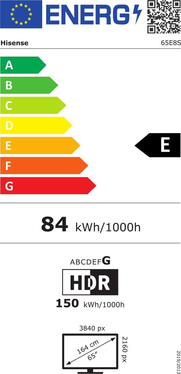 Hisense 65E8S Smart TV - 65 inch - 4K Hi-QLED MiniLED - 2026 - 600 nits - Native 144Hz Game Mode - Built-in Subwoofer - Hi-View AI Engine - Hi-QLED Colour - Dolby Vision Atmos thumbnail 2