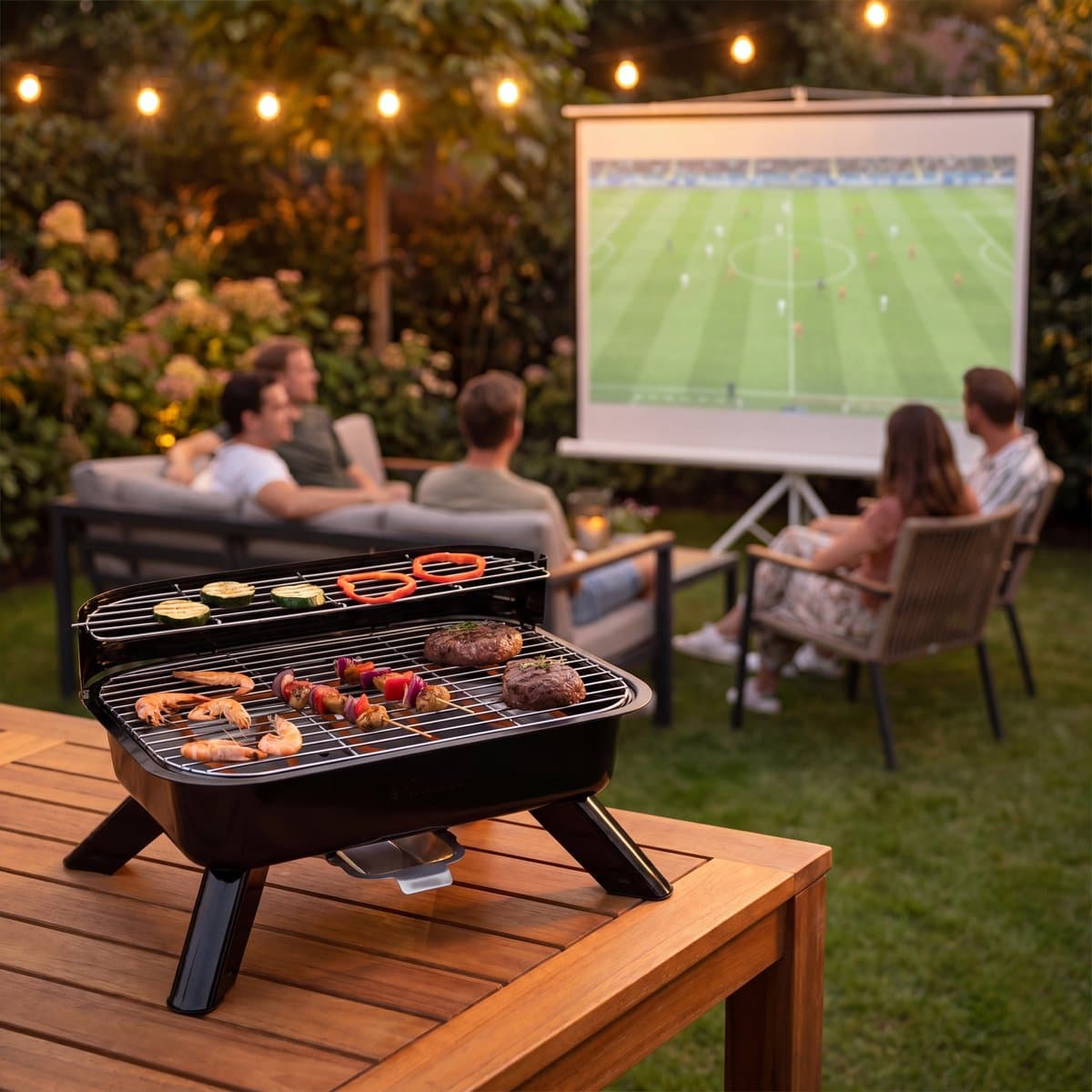 Princess 112252 Hybride Barbecue – 2000W – Elektrisch of Houtskool BBQ – Compact Tafelmodel – Ideaal voor Balkon & Camping – 44x29 cm - WK thumbnail 3