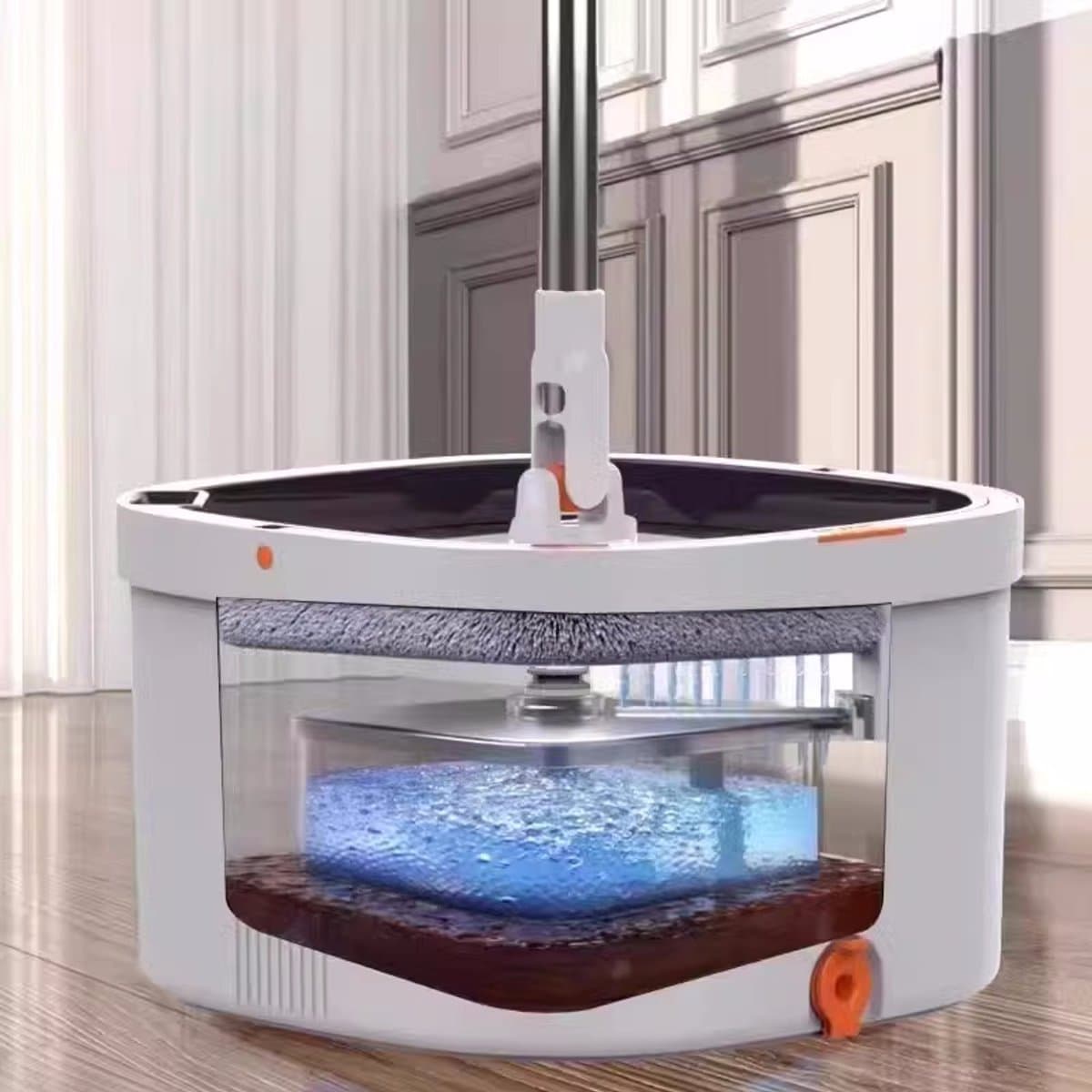 Brivon - Dweilset - Dweilsysteem met Emmer Schoon en Vuil Water Scheiding Spin Mop Verstelbare Steel Microvezel Mop thumbnail 2