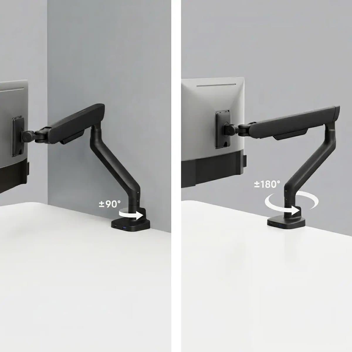 Alberenz® Dubbele Monitor Arm Zwart 2026 met USB-C & USB-A – Verstelbare Monitorbeugel met Gasveer – Tot 35" / 11 kg per Scherm – Ergonomisch & Ultrawide Geschikt – VESA 75x75 & 100x100 thumbnail 5