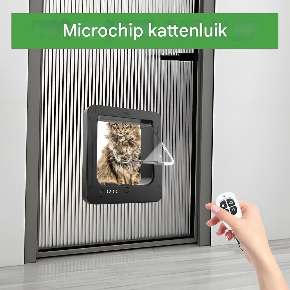 Huisdierluik - Slimme Kattenluik - Toegangscontrole Huisdieren - Microchip Geactiveerd - 29.8 x 26.3 cm - Zwart thumbnail 4