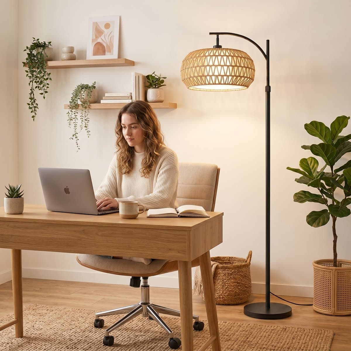 MUPOO boho rotan vloerlamp met slimme LED thumbnail 8