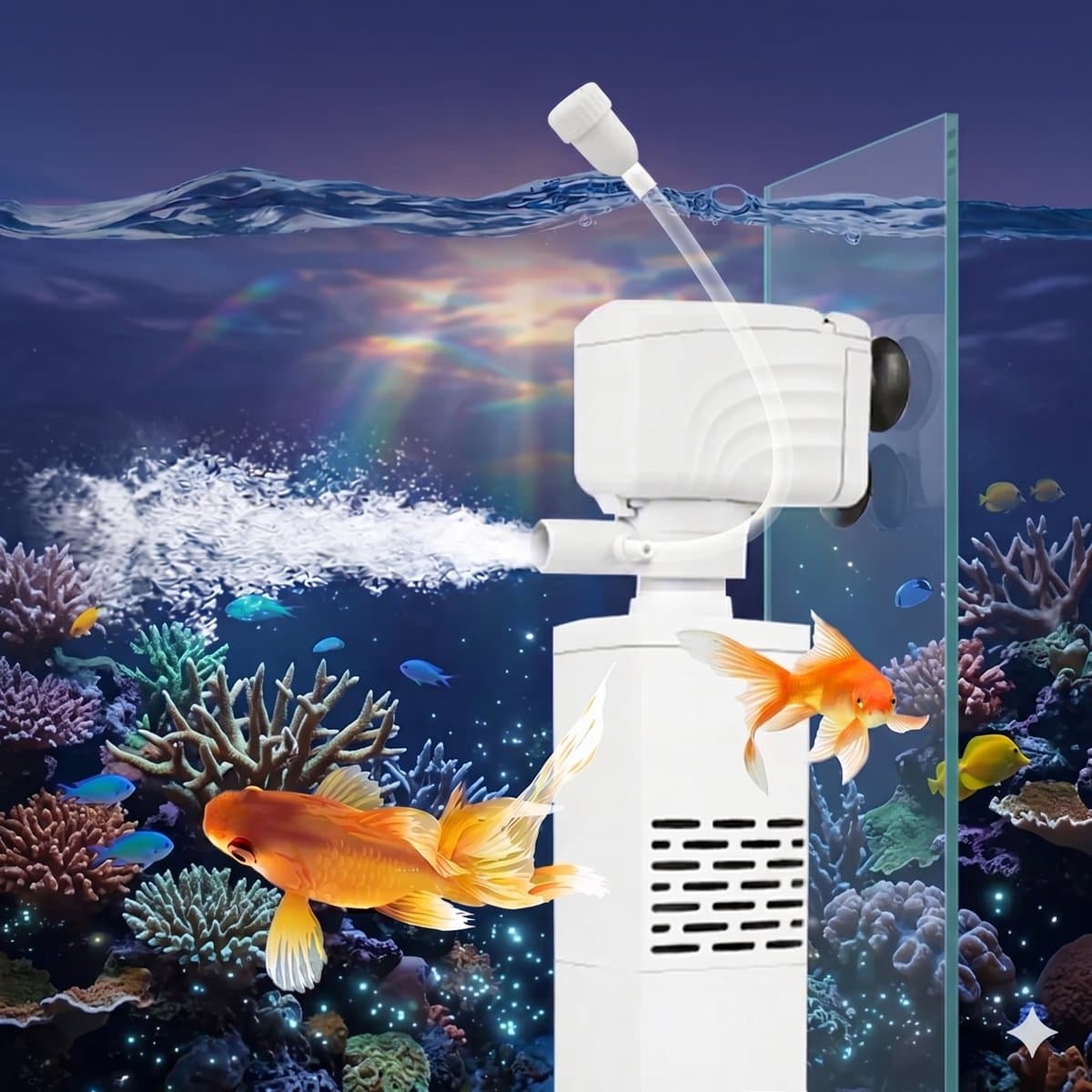 Home & Marker - 3-in-1 Aquarium Filter - Stil Binnenfilter & Luchtpomp - Voor Helder Water & Optimale Zuurstof - Aquarium Pomp Geruisloos - FILTPRO thumbnail 2