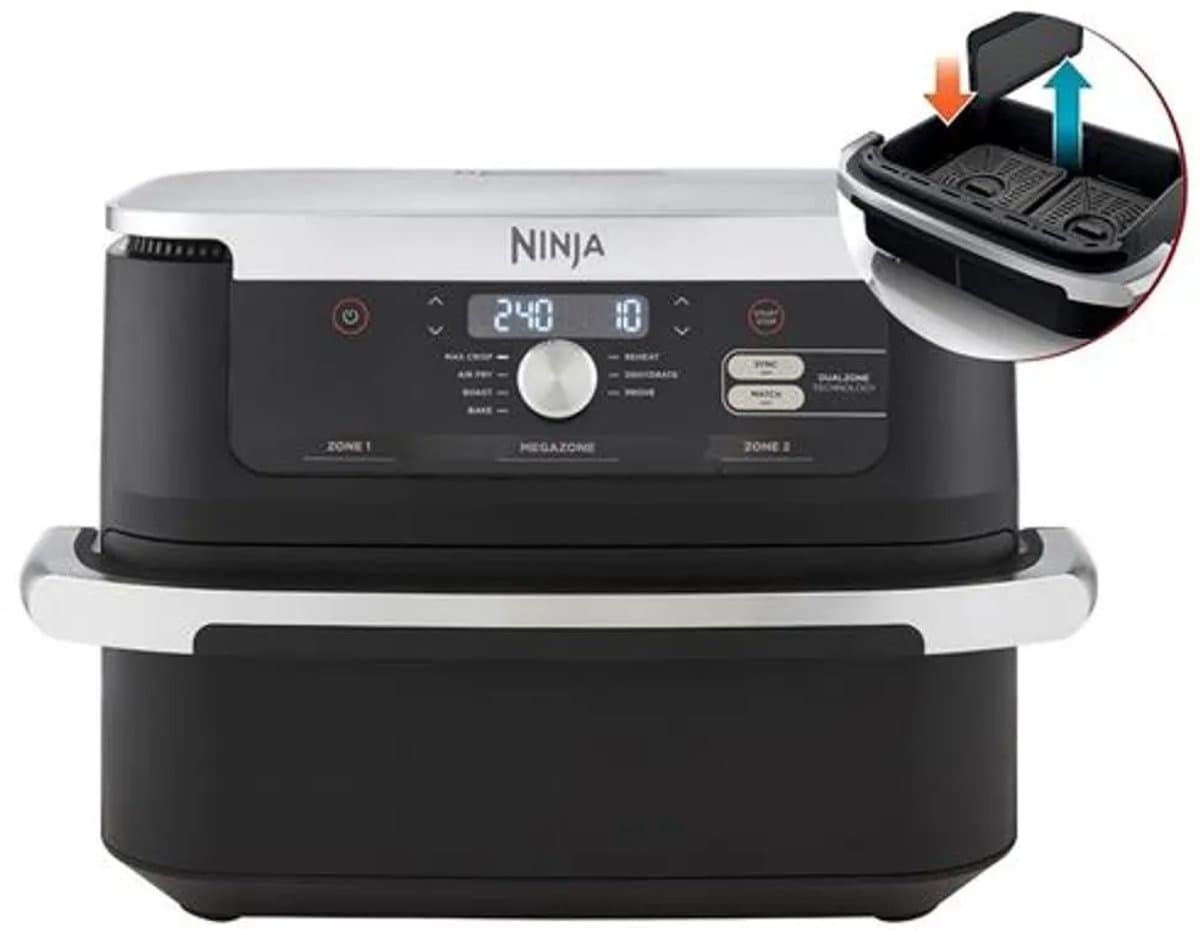 Ninja Foodi AF500EU Mega Dubbele Airfryer XXL - 10.4 Liter - Twee Kookvakken of Één MegaZone - Heteluchtfriteuse thumbnail 2