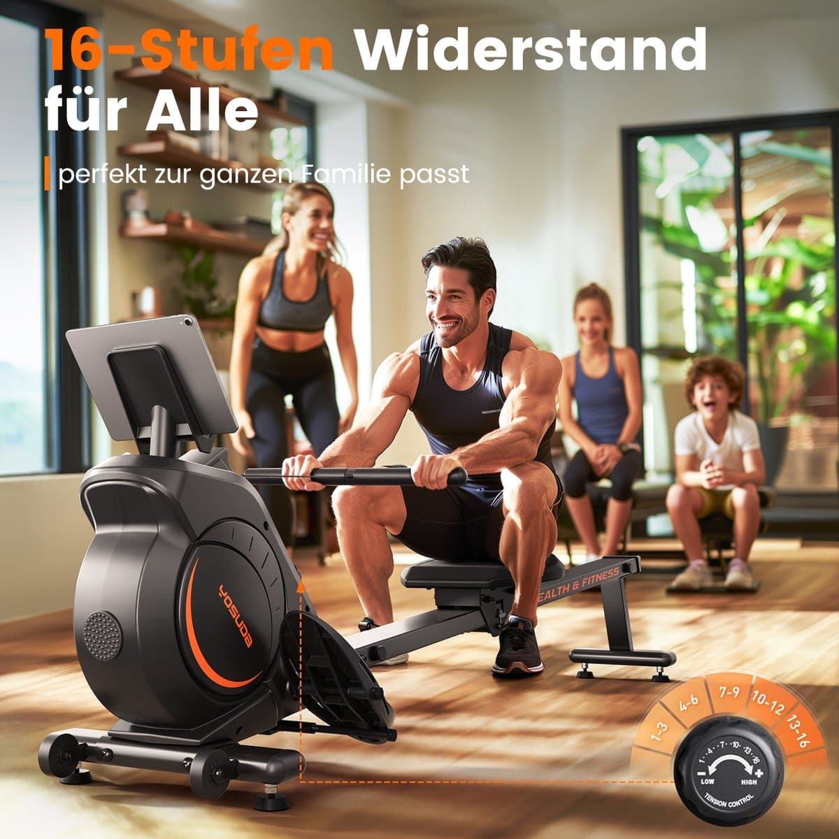 YOSUDA - Fluisterstille magnetische roeitrainer - 16 weerstandsniveaus met APP & LCD - Ruimtebesparend opvouwbaar - Tot 160 kg thumbnail 4