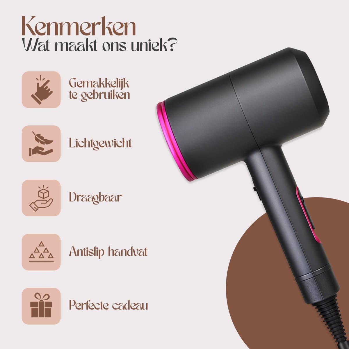 Velaré Professionele Föhn - High-Speed 1100W met Diffuser