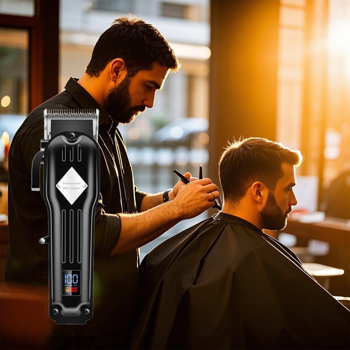 MIVRAY Tondeuses - Oplaadbare Tondeuse Set met Haar Tondeuse en Trimmer Set, Professionele Tondeuse voor Thuis, Kapsel Tondeuse, Metaal Roestvrij Staal, Zwart thumbnail 7